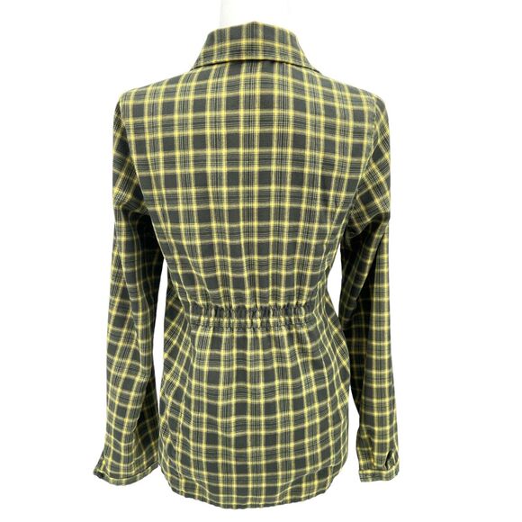 Royal Robbins Womens Button Up Plaid Green‎ Yellow Size Med Zip Pocket Elastic - Picture 5 of 9